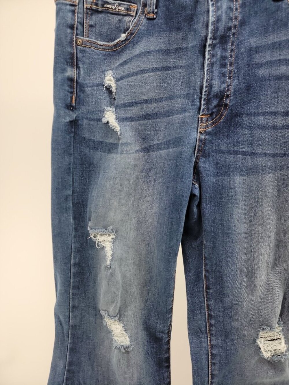 Y2K Flare Jeans Distressed High Rise Bell Bottom Medium Wash Stretch Denim 29 - Picture 4 of 10